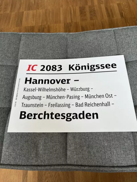 Original Zuglaufschild IC  2083 Königssee  Hannover - Berchtesgaden