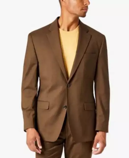 Sean John Mens Classic-Fit Solid Suit Jacket 40S Brown Tan