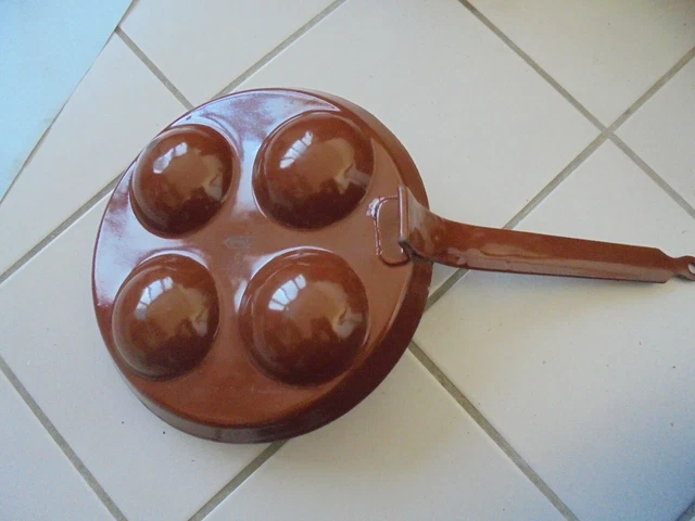 25821 Emaille enamel Pfanne pan cake Braun weiß brown White Lewanzenpfanne 40cm