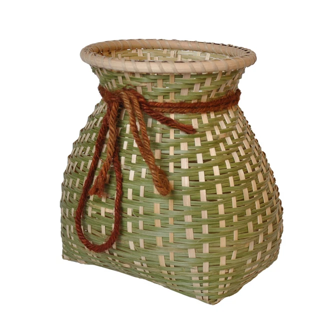 Grand Panier Parapluie Vintage En Osier Et Bambou - Style Bohème