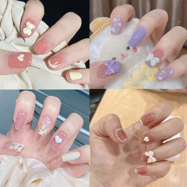 Puntas de uñas desmontables cabeza corta redonda/cuadrada uñas postizas uñas falsas portables