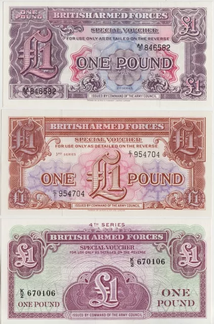 BRITISH ARMED FORCES Special Voucher 1 POUND 1948 2nd, 1956 3rd, 1962 4th Series