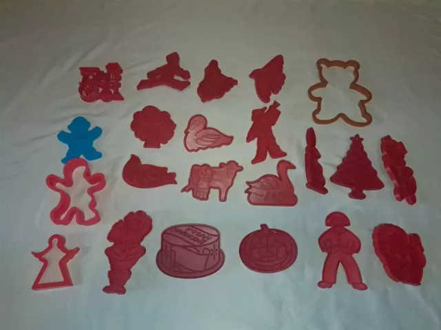 Lot of 22 Plastic Cookie Cutters Holiday + 12 Days Christmas + More