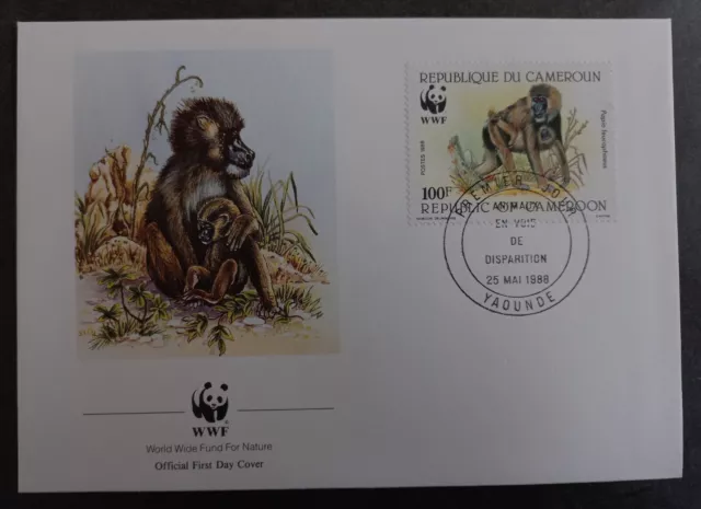 1988 Cameroon World Wildlife Fund FDC ties 100F Stamp cd Yaounde