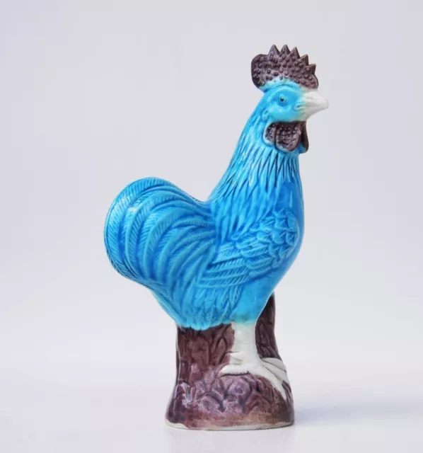 Antique Chinese Blue Azuro Majolica Rooster