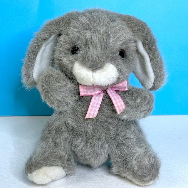 RARE VINTAGE WALMART Gray Bunny Rabbit 7" Plush Stuffed Animal Toy 14.