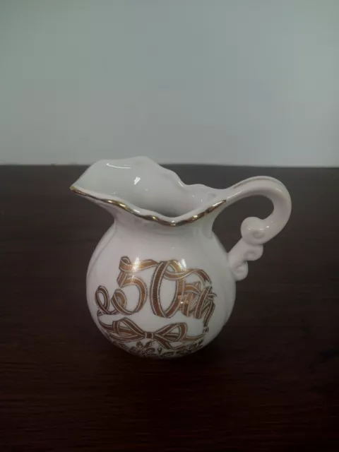 Enesco imports japan 50th Anniversary Gold Trim Pitcher