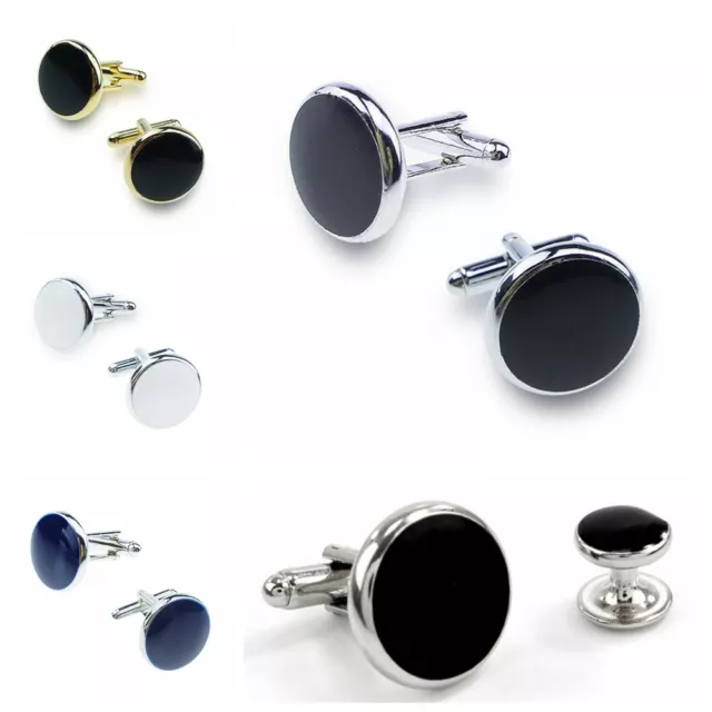 Men's Cufflinks Set Button Studs Round Formal Dress Shirt Wedding Party 8PCS