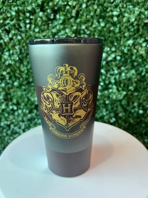 Harry Potter Hogwarts Crest Logo 16 oz Foil Travel Cup with Straw NEW  UNUSED