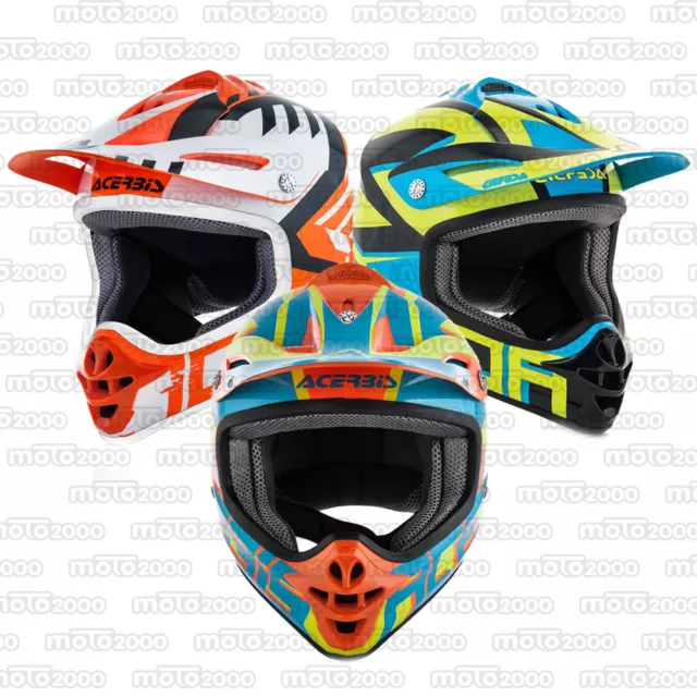 Casco Cross Off Road Acerbis Helmet 3.0 Junior Bambino Arancio Bianco Giallo Blu