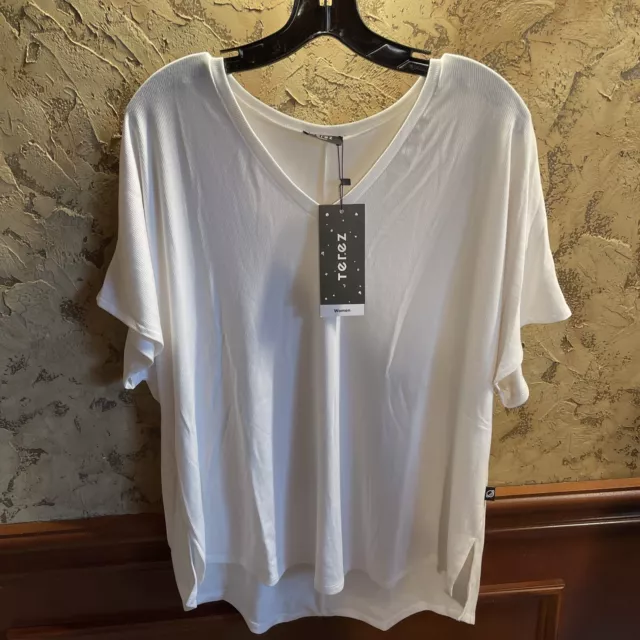 TEREZ Women's White Oversized T-Shirt #2439547 Large NWT