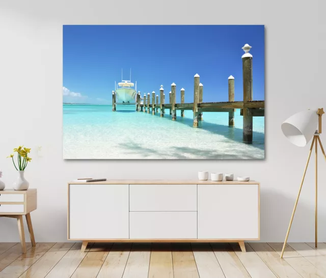 Acrylglas Bild Wandbild Poster Beach Boot Strand Kunstdruck Bilder Meer Urlaub 2