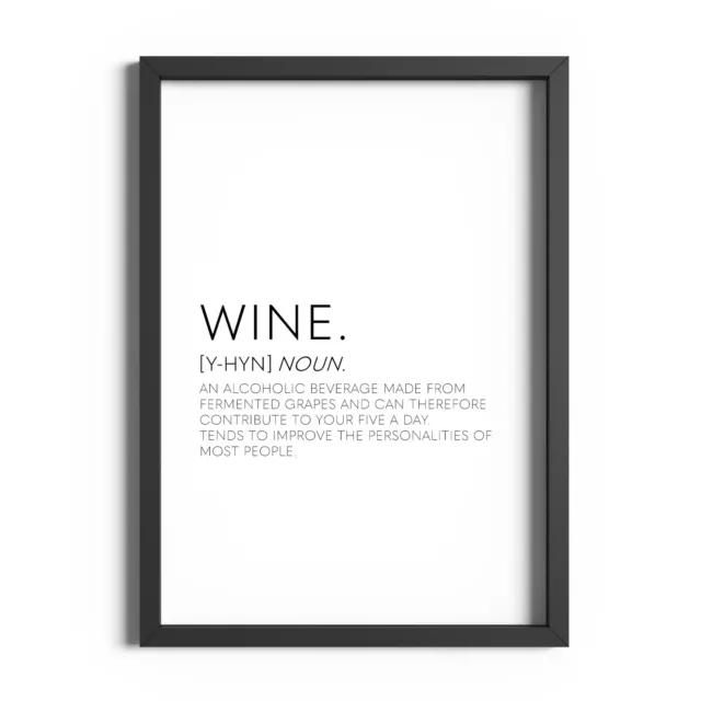 Wine Definition Print Kitchen Wall Art Alcohol Drinks Decor Funny Poster Prints