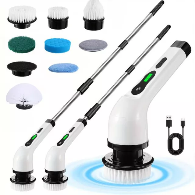 Electric Cleaning Brush Rotary Floor Scrubber Long Handle Cordless Turbo Scrub