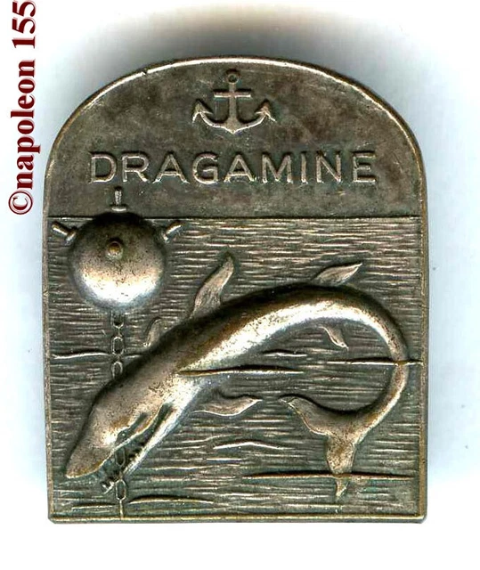 Pendentif / Broche Vintage Début 1900 - Motif Ancre Et Voilier - Métal Argenté - Occasion