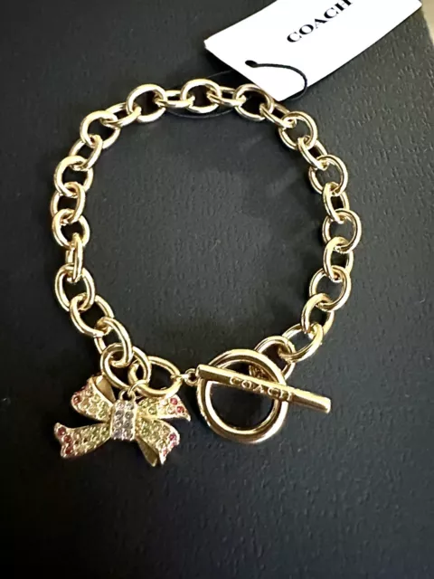 COACH BOW Chain Bracelet Gold Tone 116.67 PicClick AU