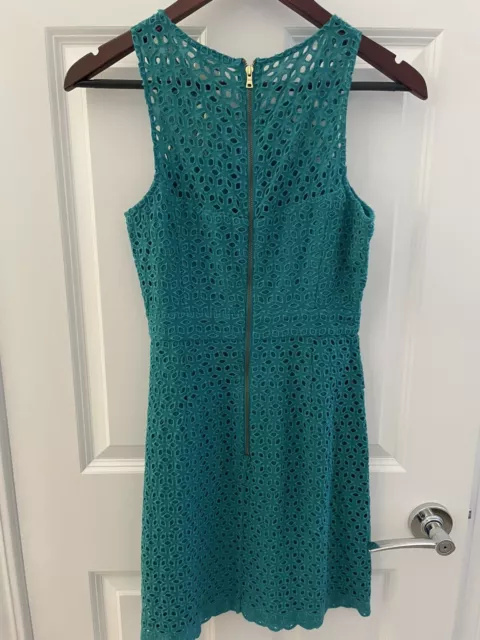 Ali Ro teal eyelet women's sleeveless cocktail dress size 2 2