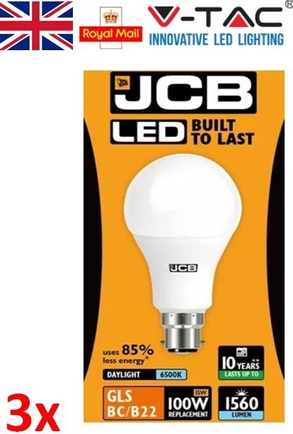 3x15w=100w LED Bajonett/BC B22 GLS Glühbirne Tageslicht weiß JCB=100 Watt