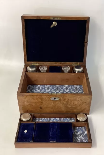 Antique Vanity Box Jewellery Box Fitted Ladies Travelling Box