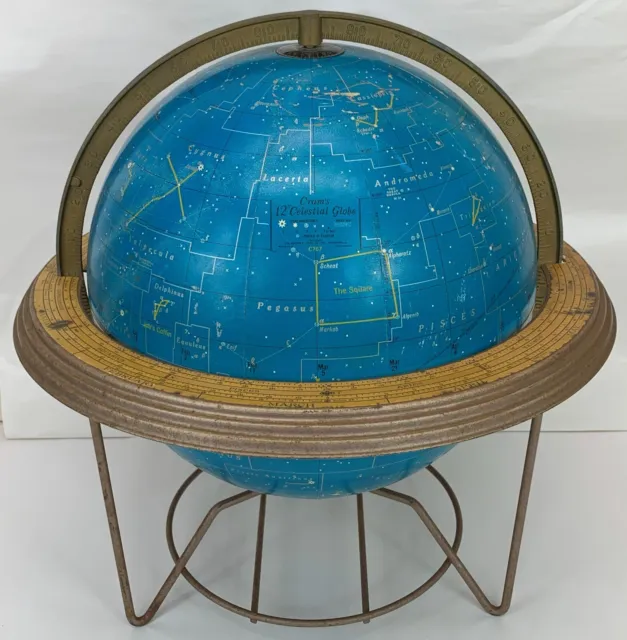 Vintage MCM Cram's 12" Celestial Night Sky Zodiac Constellations Globe w/ Stand