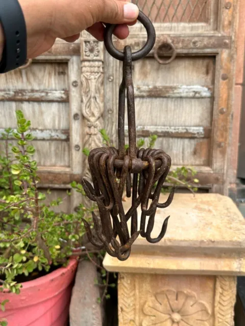 1800's Antique Old Iron Hand Forged  Agricultural Well Bucket Pulling Hooks