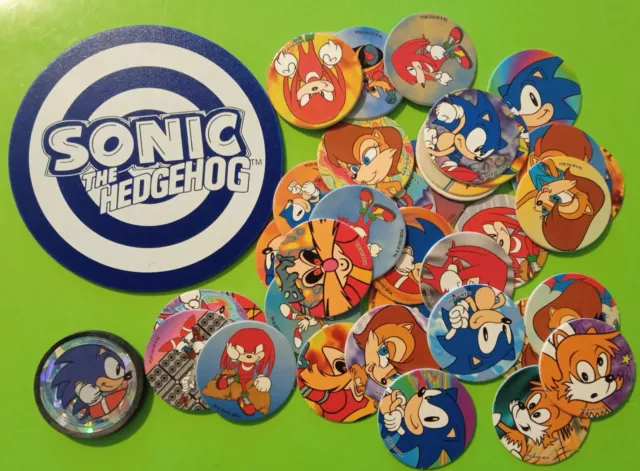 Lot composé de 38 POGS Sonic The Hedgehog SEGA 1995 (tous différents)  - TBE