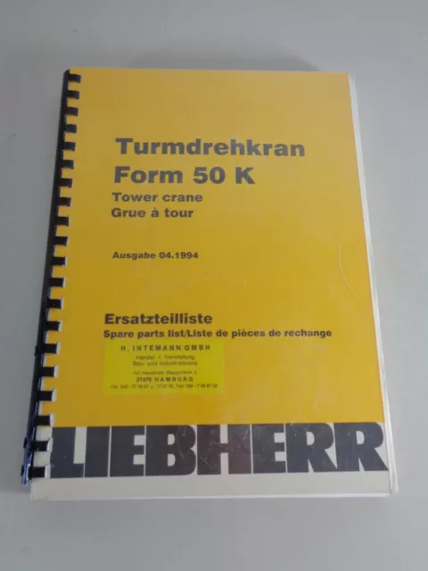 Catálogo de Piezas / Lista de Repuestos Liebherr Grúa 50K Soporte 04/1994