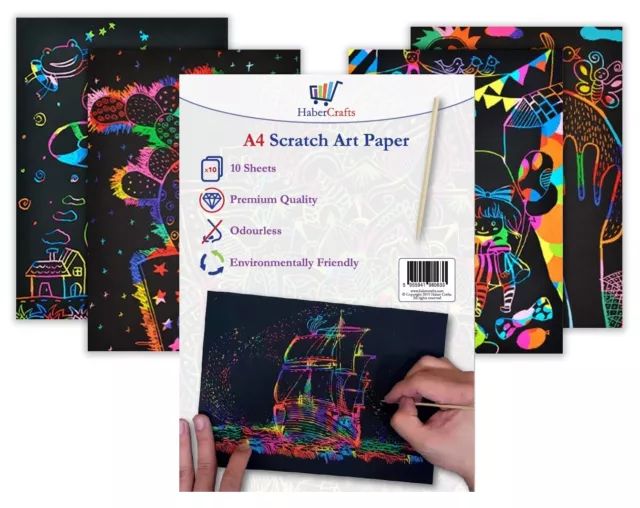 Scratch Art Paper Magic Rainbow Scratch Sketch Art A4 Paper Childrens Craft Kids