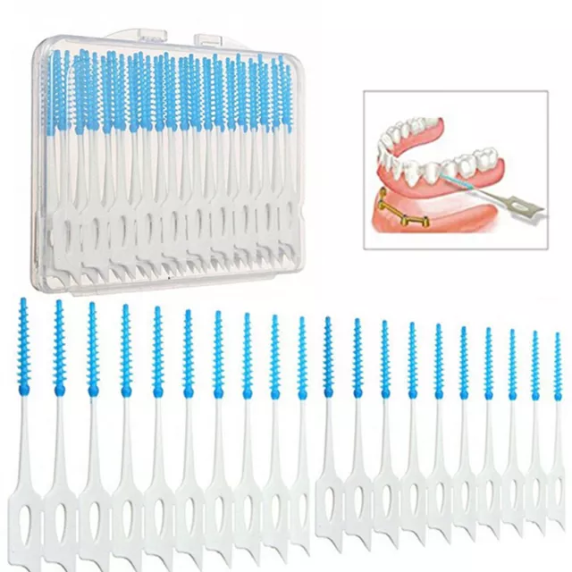 40Pcs Soft-Picks Rubber Bristles Tooth Pick Dental Brush Clean Oral Care B_FM