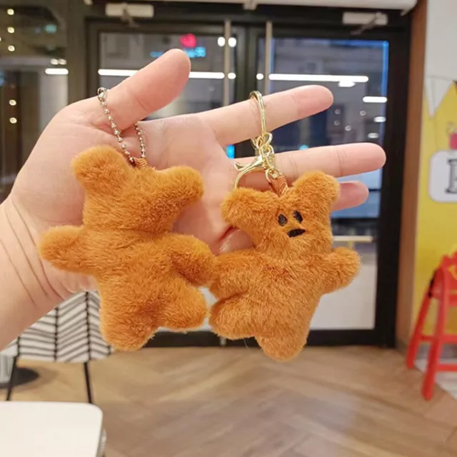 Cute Cartoon Bear Keychains Plush Doll Fluffy Soft Stuffed Toy Bag Pend^:^