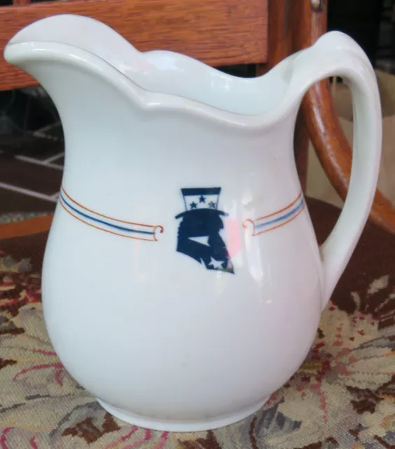 Uncle Sam milk pitcher restaurant Syracuse China ca. 30s 40s