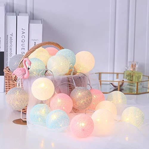 RXYYOS® Guirlande Lumineuse Boule Coton 3M 20er Lumières LED Piles Chaîne de ...