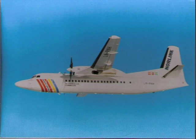 (x2c) Airplane Postcard: SAS Scandinavian Commuter, Fokker 50