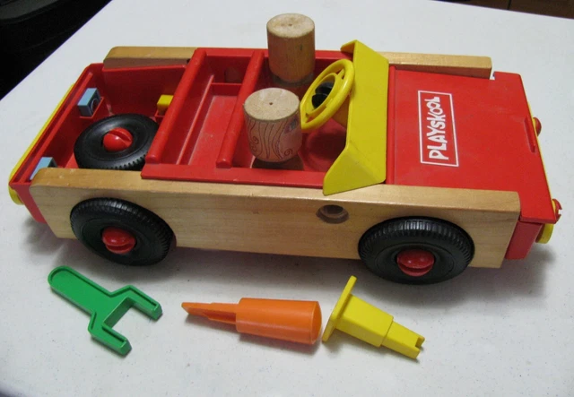 VINTAGE 1970 S PLAYSKOOL Take Apart Wooden Plastic Car 25.00 PicClick