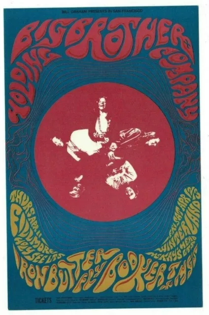 Big Brother Janis Iron Butterfly 1968 Winterland Graham Postcard Bg-115 N/M B-1