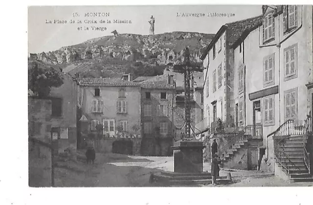 CPA antique postcard MONTON place de la Croix animation 1904