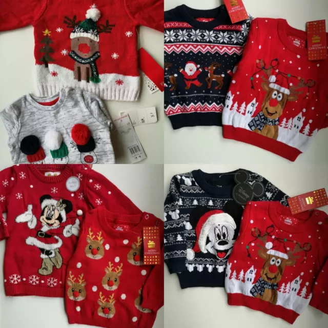 Baby Christmas jumpers x2 jumper bundle age 0-3 or 3-6 boys, girls. 2 style set.