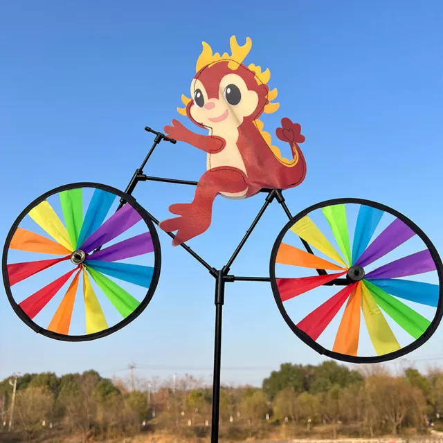 DIY New Year Dragon Riding Bicycle Three Dimensional Windmill Ornaments Kids Toy