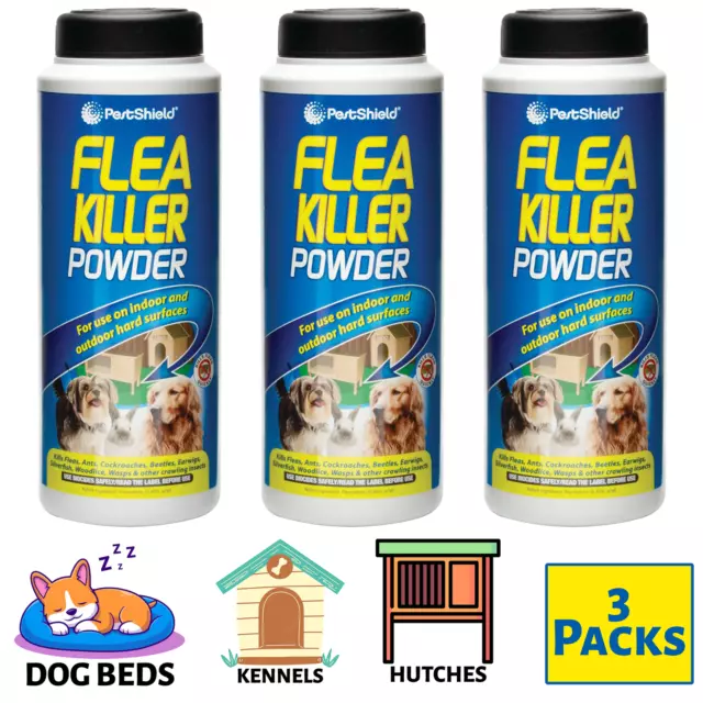 3x Flea Killer Powder Flea Treatment for Indoor & Outdoor Crawling Insect 200g