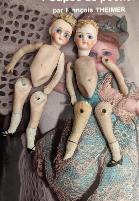 Poupée Ancienne Mignonnette – Bois, Biscuit, 18 Cm, Années 1900