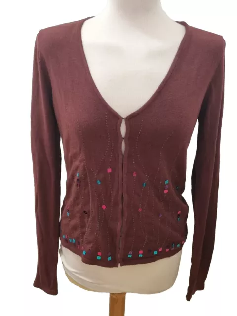 UK8 10 12 S/M Glitzernde Pailletten Perlen Jacke Cardigan Mantel Party Vertuschung Top VERKAUF