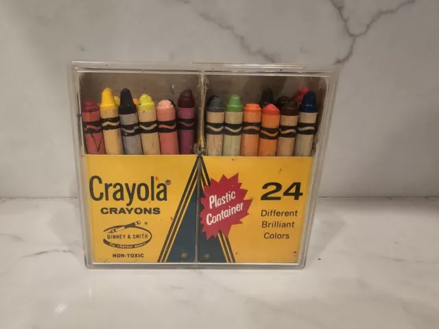 Vintage Binney & Smith Crayola Crayons 24 CT in Original Plastic Container