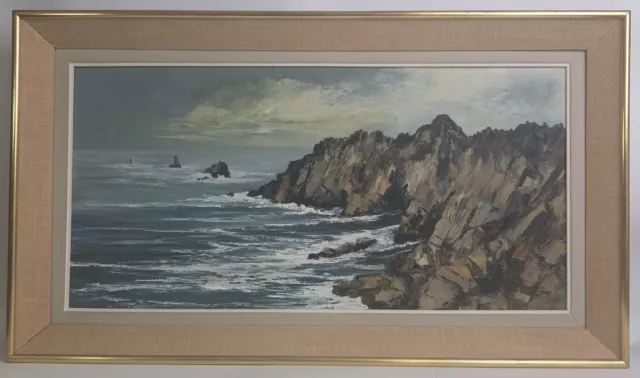 Tableau Huile sur Toile Marine Signée Guy Pennamen (1932-2022) 40x80 cm