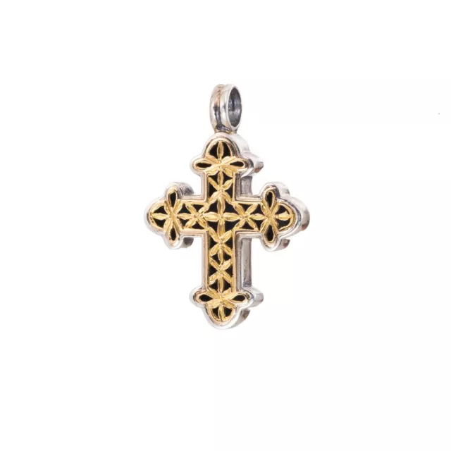 Gerochristo Solid Gold 18k & Sterling Silver Byzantine Medieval Cross.