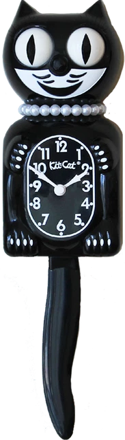 Horloge Murale Kit-Cat Classique Noire - Style Rétro, Chat Qui Bouge, Vendeur Anglais, Neuve