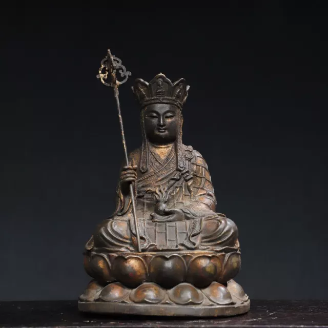 9.1" China old Tibetan Buddhism temple Bronze 24k gilt Ksitigarbha Buddha statue