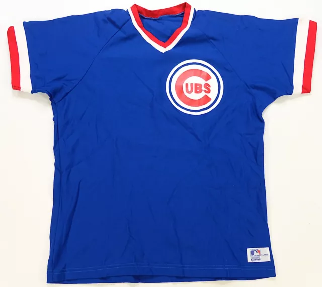 Vintage Chicago Cubs Jersey By Sand Knit Blue #7 CARELLO Size 44