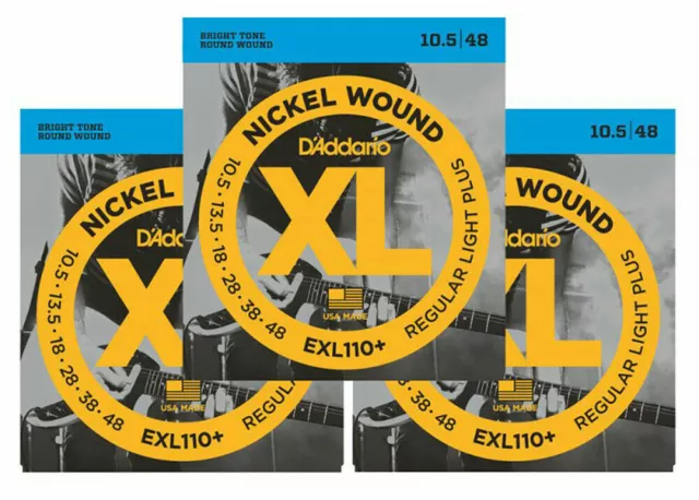 3 x SETS  D'Addario EXL110+ Electric Guitar Strings. 10.5p - 48w Gauge