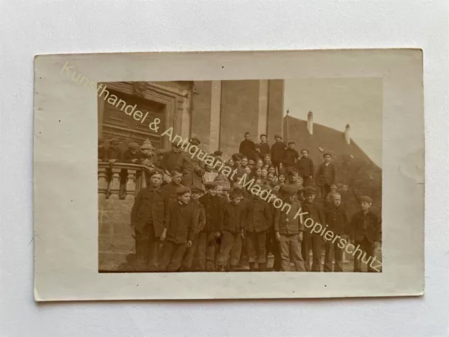 orig. Foto AK Gaukönigshofen Würzburg um 1915 Soldaten Kinder