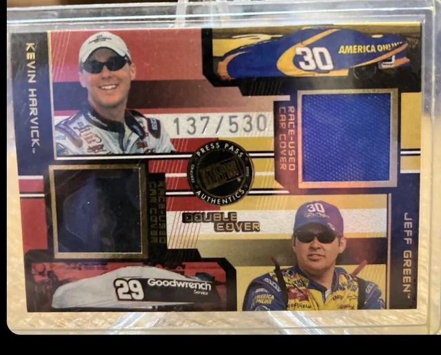 2003 Press Pass Double Cover Kevin Harvick Jeff Green Dual Car Cover Relic #/530